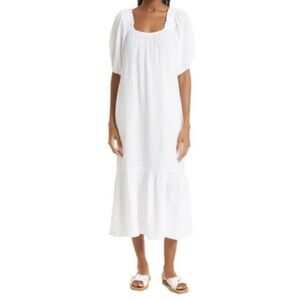 XiRena Cotton Gauze Sofia Tiered Maxi Dress in White Size XL